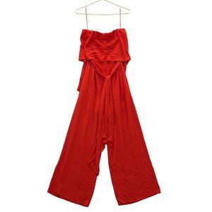 VICI Women Strapless Pocketed Wide Leg Jumpsuit Size Small Orange 2 - 0080